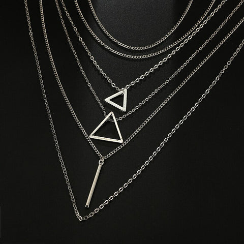 Triangle Bar Pendant Multilayer Women's Necklace