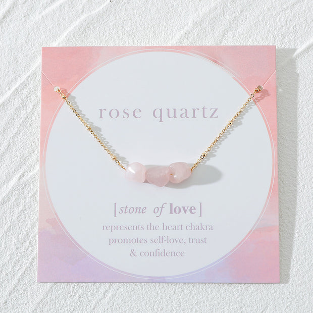 Jewelry Pure Color Rose Quartz Stone Necklace