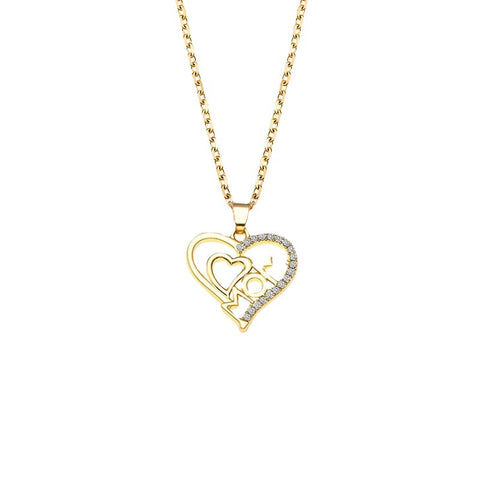 Mother's Day Mom Heart Shape With Diamond Letter Necklace For Women Fine Jewelry Women Accessories Fashion Jewelry