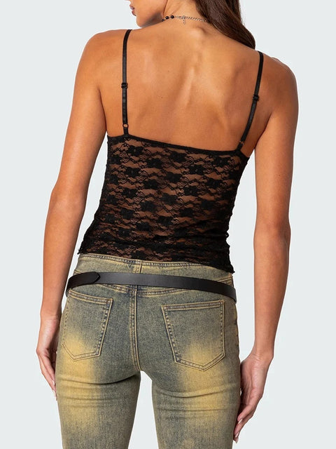 Women's Short Lace Spaghetti-strap Camisole Top